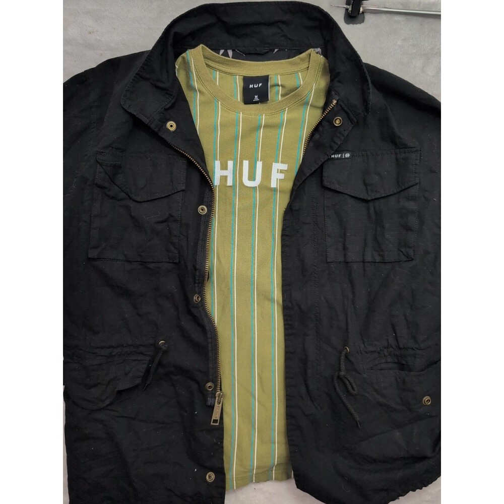 Bundle Lot HUF Weed Marijuana Jacket Large Long Sleeve Striped Shirt Medium